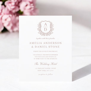 Budget Dusty Rose Wappen Hochzeit Einladung