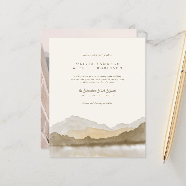Budget Earth Tones Boho Mountain Foto Hochzeit (Vorderseite/Rückseite Beispiel)