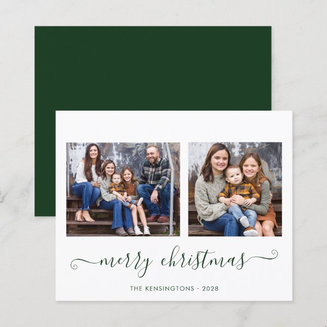 BUDGET Einfache grüne Schrift Frohe Weihnachten Fo (Vorne/Hinten)
