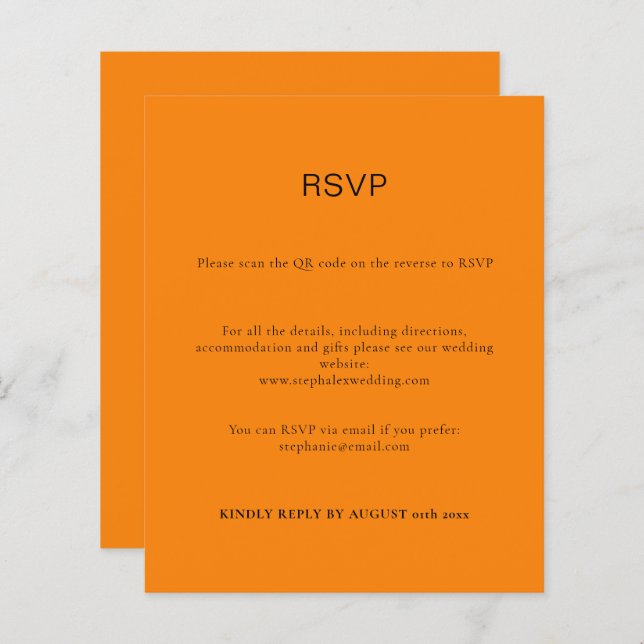 Budget Einfache Herbstkarte QR Code RSVP Karte (Vorne/Hinten)