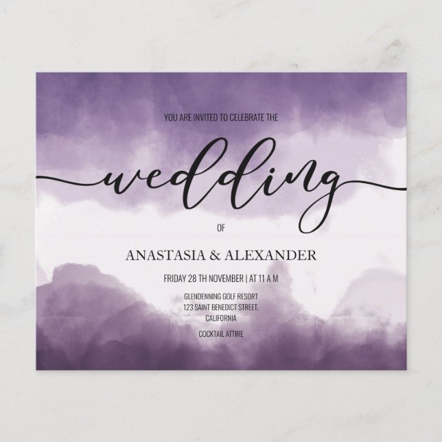 Budget einfache Hochzeitseinladung. Flyer (Vorne)