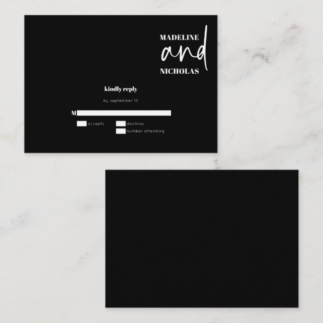 BUDGET Einfache Minimalistische RSVP-Karte Mitteilungskarte (Vorne/Hinten)