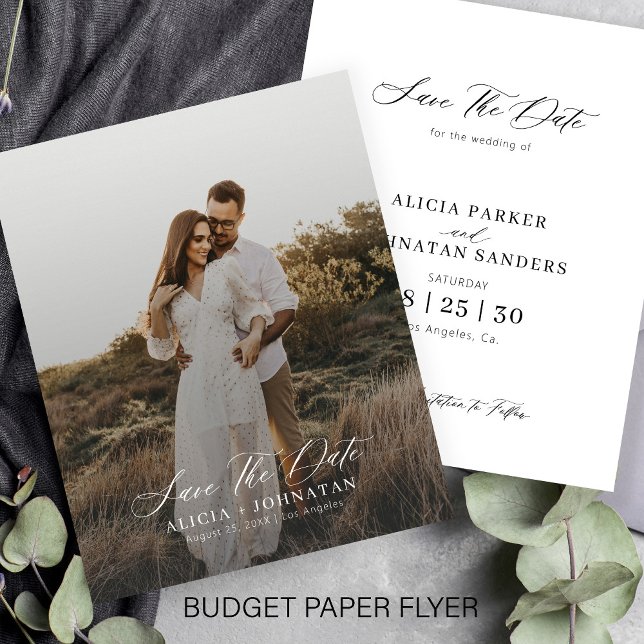 Budget einfache moderne Foto Hochzeit sparen das D Flyer (Von Creator hochgeladen)