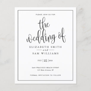Budget Einfache moderne Minimal-Script-Hochzeit Ei Flyer