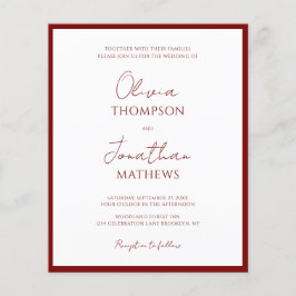 BUDGET Einfache Red Border Script Foto Hochzeit