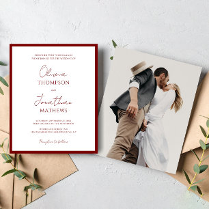 BUDGET Einfache Red Border Script Foto Hochzeit