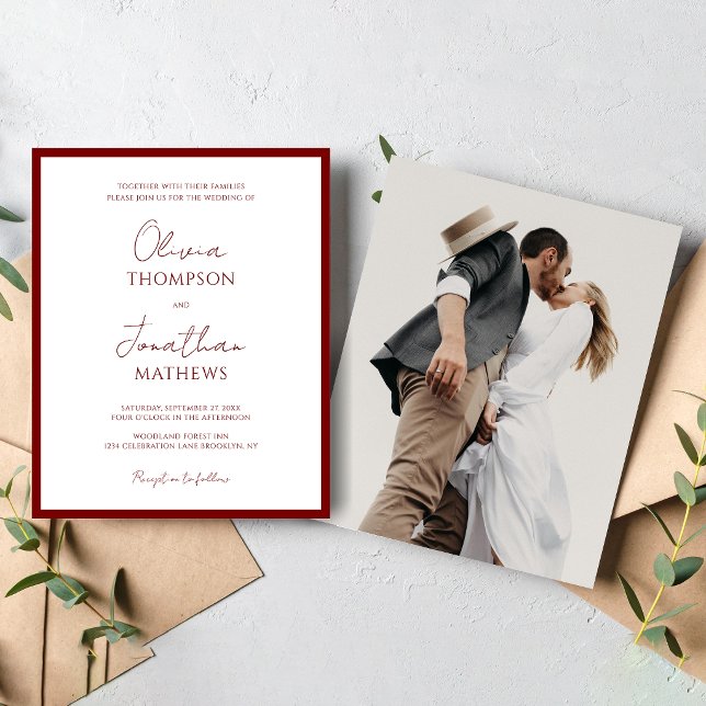 BUDGET Einfache Red Border Script Foto Hochzeit (Von Creator hochgeladen)