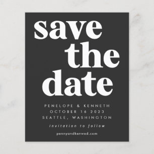 Budget Einfache, Schwarz-weiße Save the Date-Karte