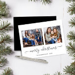 BUDGET Einfache Skripte Frohe Weihnachten Foto<br><div class="desc">BUDGET Einfache Schrift Moderne Weihnachten Weihnachten Foto Weihnachtskarte mit zwei Ihrer Lieblings-Fotos und ein einfaches, aber elegantes Drehbuch Frohe Weihnachtsgrüße. Die Rückseite ist ein elegantes, einfaches Schwarz. Ideal für Ihre Ferienkarten in diesem Jahr! **Unser BUDGET Papier ist kleiner, leichter und zarter, aber trotzdem schön! Vergessen Sie nicht die Umschläge!** Wenn...</div>