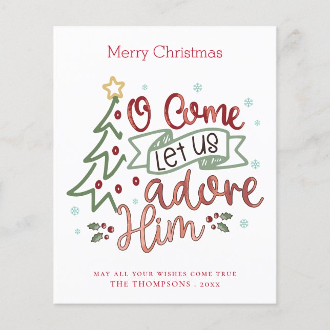 Budget Einfache Texte Frohe Weihnachtskarte (Vorderseite)