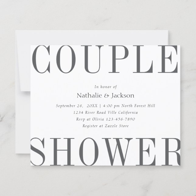BUDGET Einfache Typografie Grau-Couple-Dusche Brid (Vorderseite)