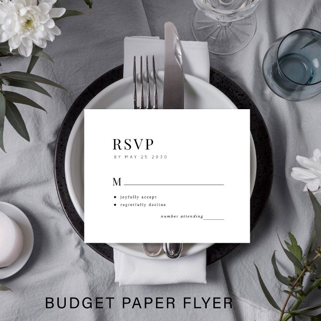 Budget einfache Typografie minimale Hochzeit RSVP Flyer (Von Creator hochgeladen)