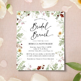 Budget Einfache Wildblumen Bridal Brunch Einladung