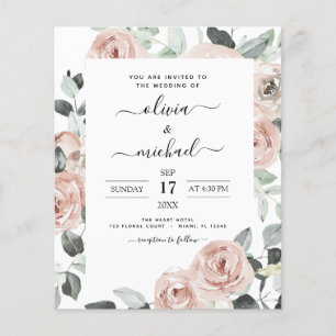 Budget-Einladung für Hochzeit mit Smaragdgrünem Bl Flyer