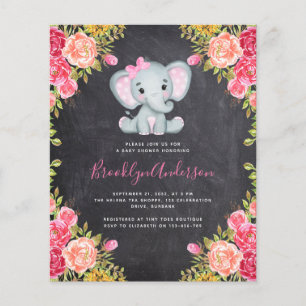 BUDGET-Elefanten-Mädchen-Baby-Party-Einladung