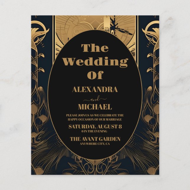 Budget Elegant Art Deco Peacocks Wedding (Vorderseite)