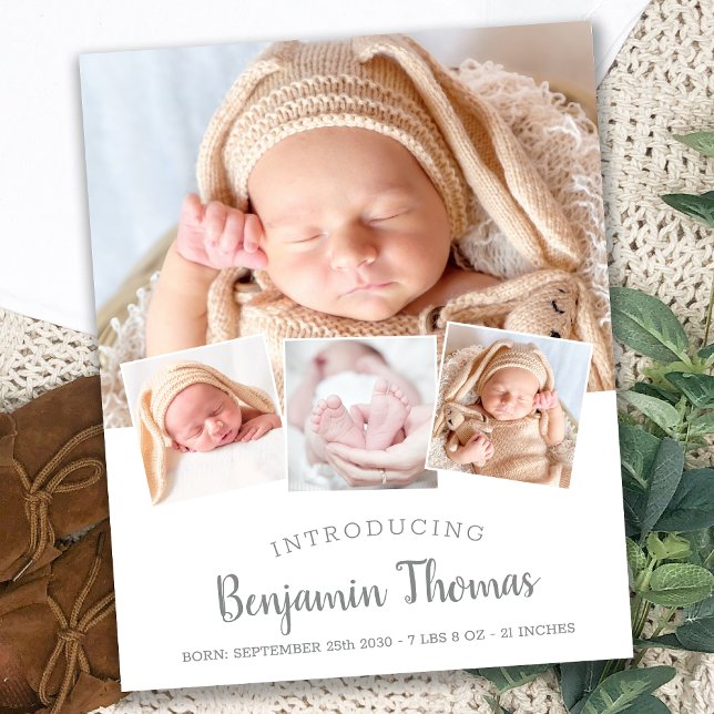 Budget Elegant Baby Foto Collage Geburt Vielen Dan (Von Creator hochgeladen)