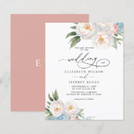Budget Elegant Blush Bloral Hochzeit Einladungen