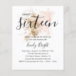 Budget Elegant Blush Pink & Gold Sweet 16 Einladun Flyer