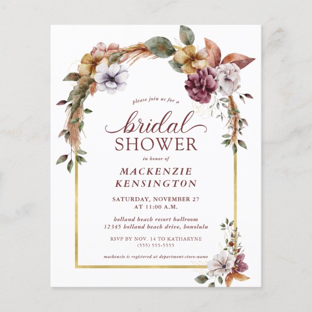 Budget Elegant Boho Floral Arch Brautparty (Vorderseite)