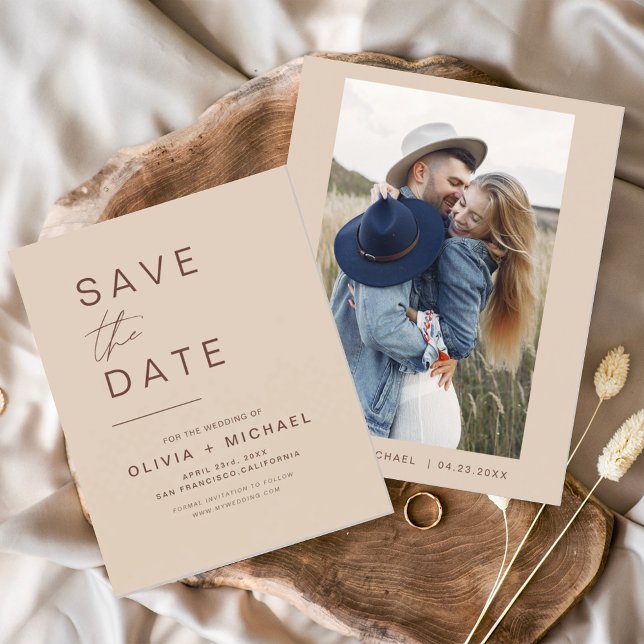 Budget Elegant Boho Save the Date Foto Minimalisti (Von Creator hochgeladen)