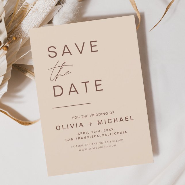 Budget Elegant Boho Save the Date Minimalistisch Flyer (Von Creator hochgeladen)