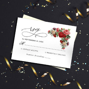 Budget Elegant Bouquet Wedding RSVP Karte