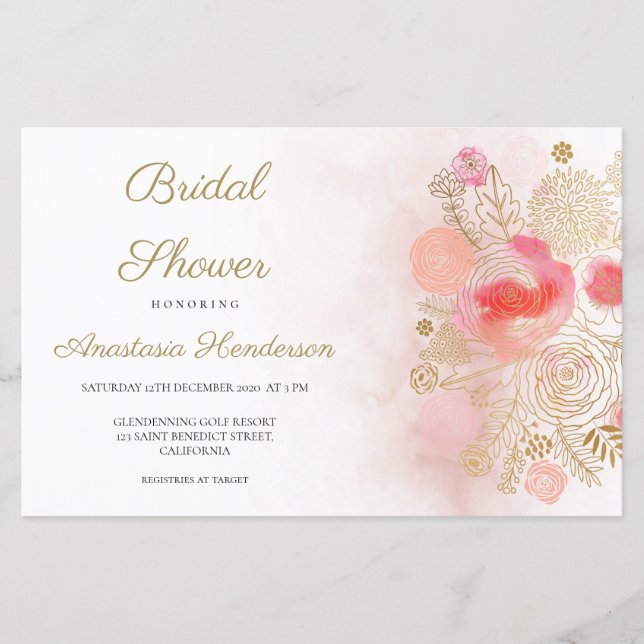 Budget Elegant Bridal Dusche Einladung. (Vorderseite)