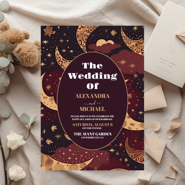 Budget Elegant Burgundy Gold Celestial Wedding (Von Creator hochgeladen)