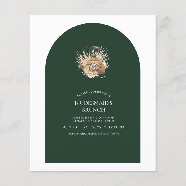 BUDGET Elegant Emerald Green Typografy Wedding Flyer (Vorne)