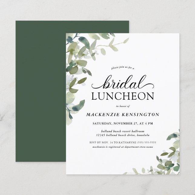 Budget Elegant Eucalyptus Bridal Luncheon (Vorne/Hinten)