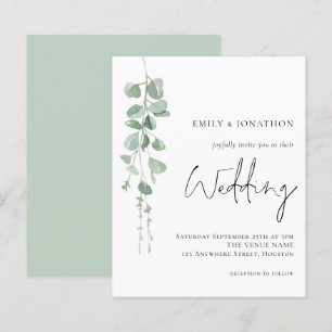 Budget Elegant Eucalyptus Wedding Einladung