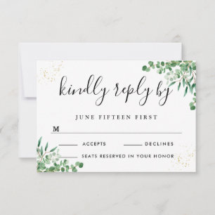 Budget Elegant Eukalyptus Verlasst Grüne Hochzeit RSVP Karte