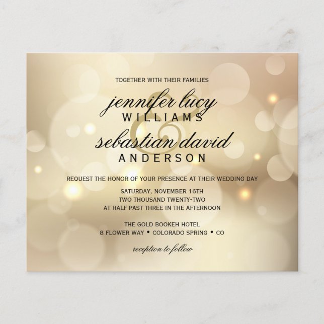 BUDGET Elegant Gold Bokeh Light Chic Wedding (Vorderseite)
