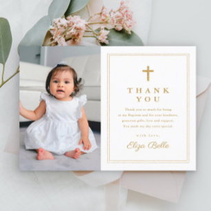 Budget Elegant Gold Cross Foto Taufe Vielen Dank
