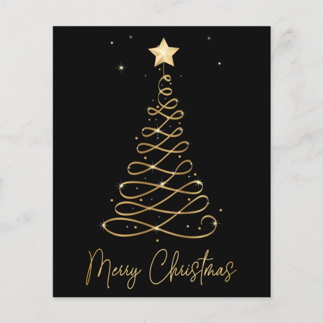 Budget Elegant Gold Frohe Weihnachts Tree Flat Car (Vorderseite)