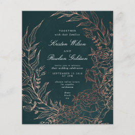 Budget Elegant Green Wreath Bronze Wedding Einladu