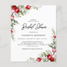 Budget Elegant Greenery Winter Brautparty Flyer