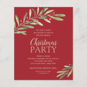 Budget Elegant Grün Weihnachten Party Einladung Flyer