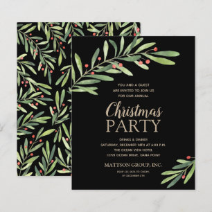 Budget Elegant Grün Weihnachten Schwarze Einladung