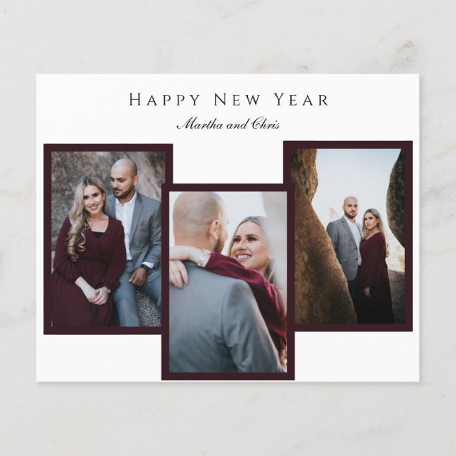 Budget Elegant Happy New Year Script Foto Collage (Vorderseite)