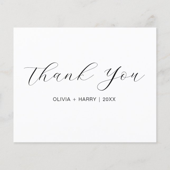 Budget Elegant Minimal Hochzeit Vielen Dank Flyer (Vorne)