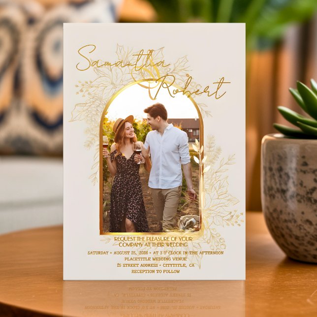 Budget Élégant Moderne Boho Arch Photo Invitation (Créateur téléchargé)