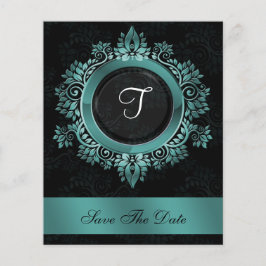 Budget Elegant Monogram Aqua Save the Date