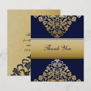 Budget Elegant Navy Gold Hochzeit Dankeschön Karte
