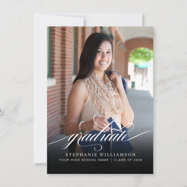 Budget Elegant Overlay Script-Foto-Abschluss Mitteilungskarte (Vorderseite)