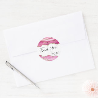 Budget Elegant Pink Agate Vielen Dank Runder Aufkleber