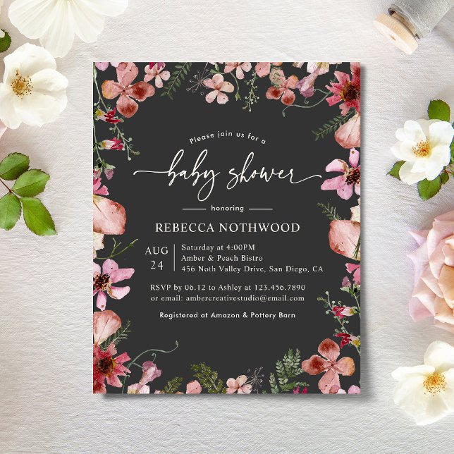 Budget Elegant Pink Peachy Shower Invitation (Von Creator hochgeladen)