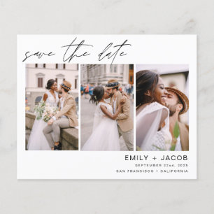 Budget Elegant Save the Date 3 Foto Einladungen Flyer