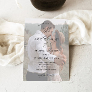 Budget Elegant Script Photo Wedding Invitation